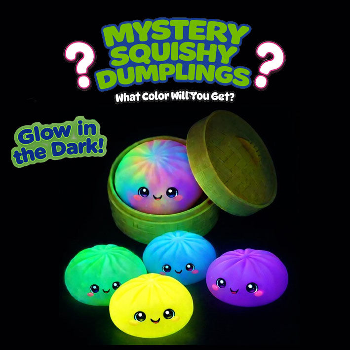 Squishy Mystery Dumplings Glow in the Dark Shimmering Surprise Mystery Squishy 4 inch - Funky Toys