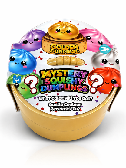 Squishy Mystery Dumplings Metallic Golden Surprise Mystery Squishy 4 inch - Funky Toys 