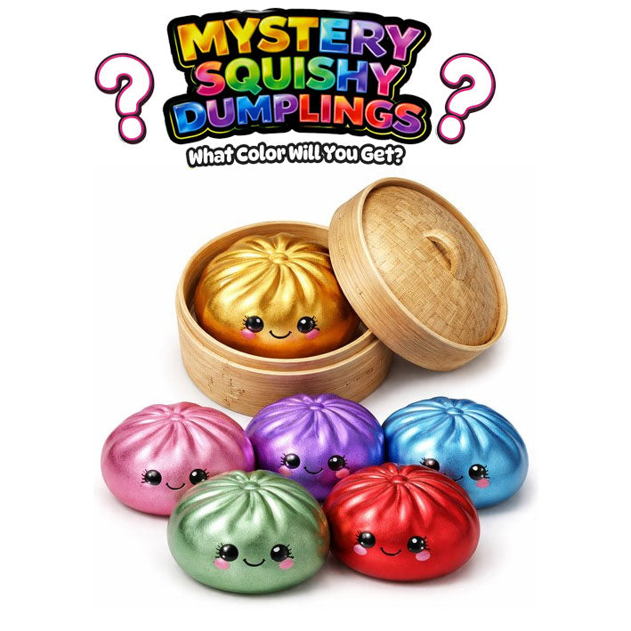 Squishy Mystery Dumplings Metallic Golden Surprise Mystery Squishy 4 inch - Funky Toys 